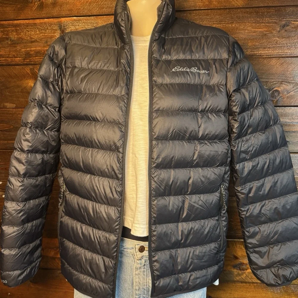 Eddie Bauer Mens S CirrusLite 650 Down Insulation Packable Jacket Black Zip Pock